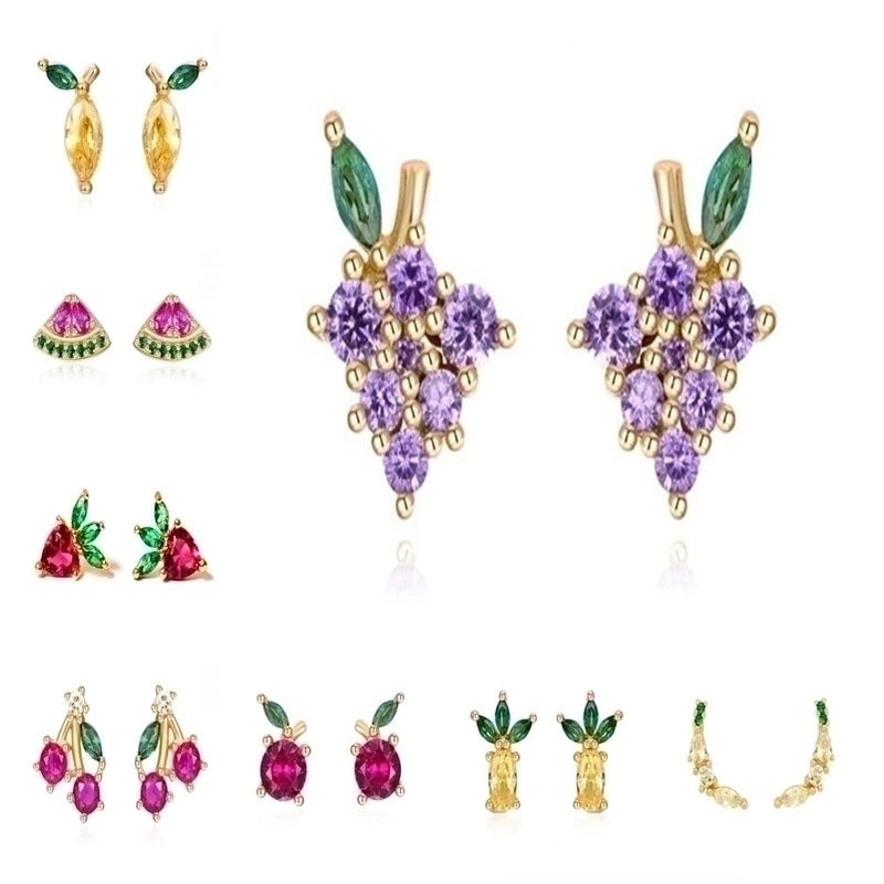 1 Pair Cute Minimalist Fruit Plating Diamond Copper Ear Studs