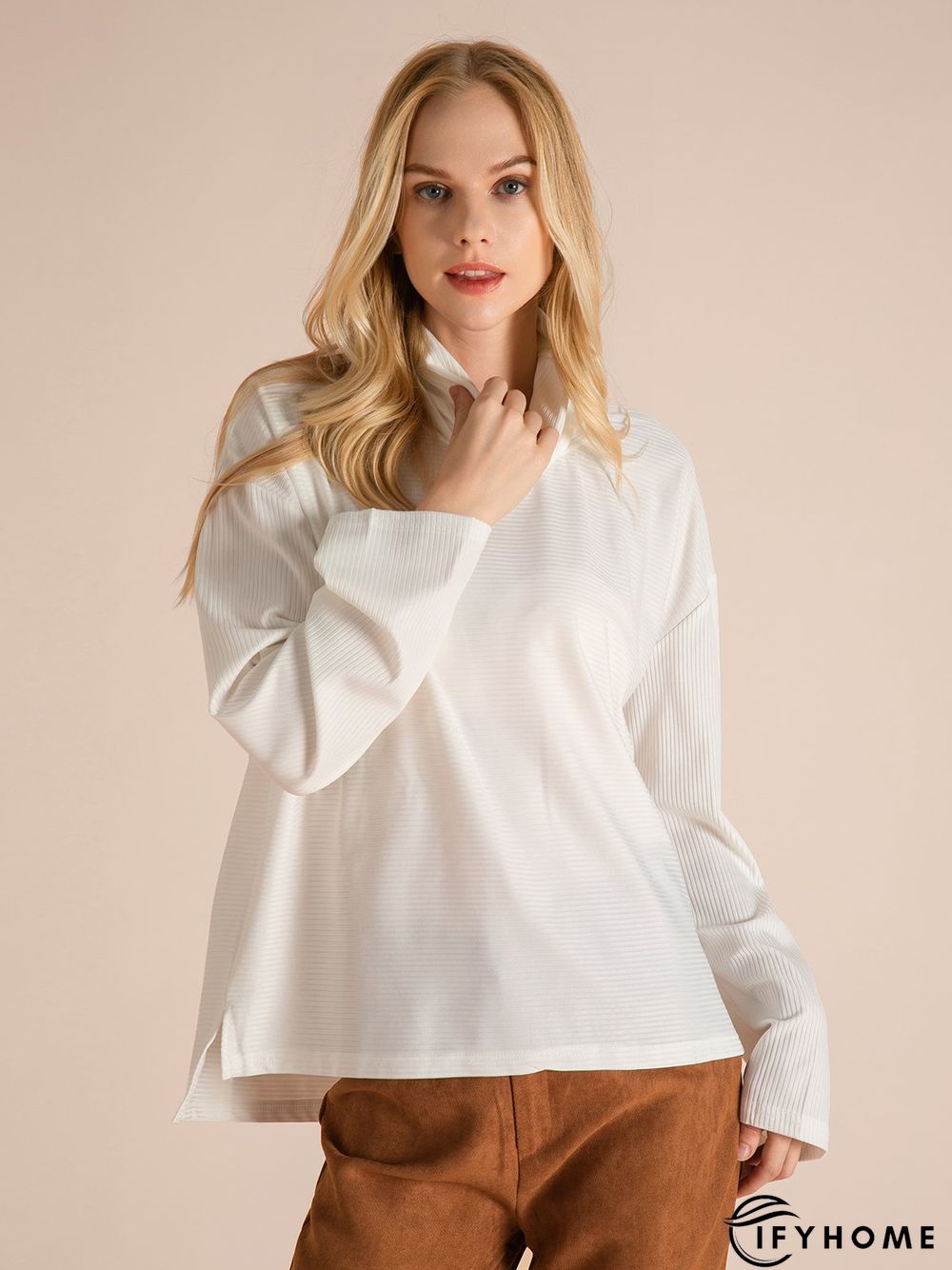 Women Casual Top Tunic Cowl Neck Sweater | IFYHOME