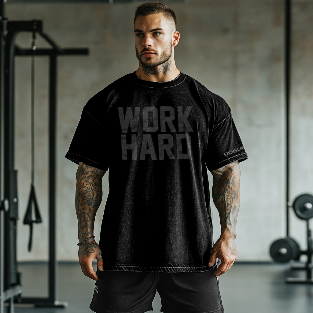 Work Hard Gym Washed T-shirt / Rvogue / Rvogue