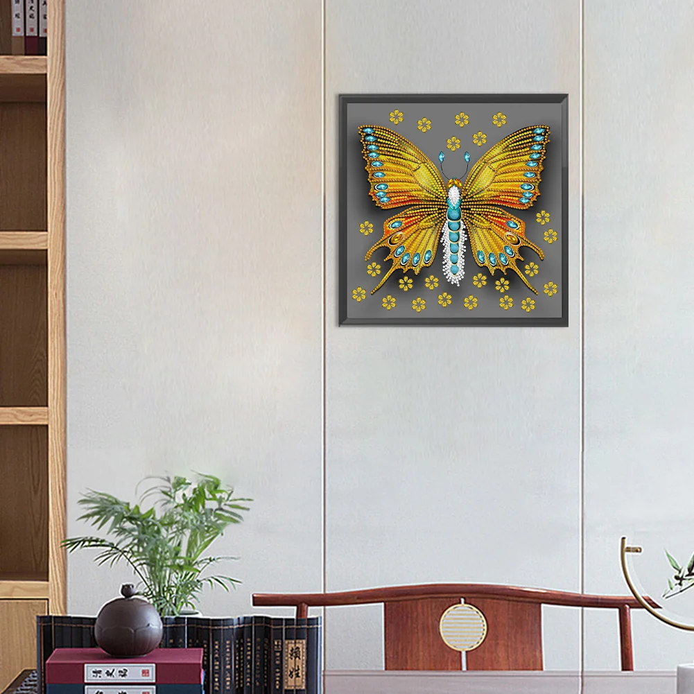 Diamond Painting - Partial Special Shaped Drill - Butterfly Dragonfly(Canvas|30*30cm)
