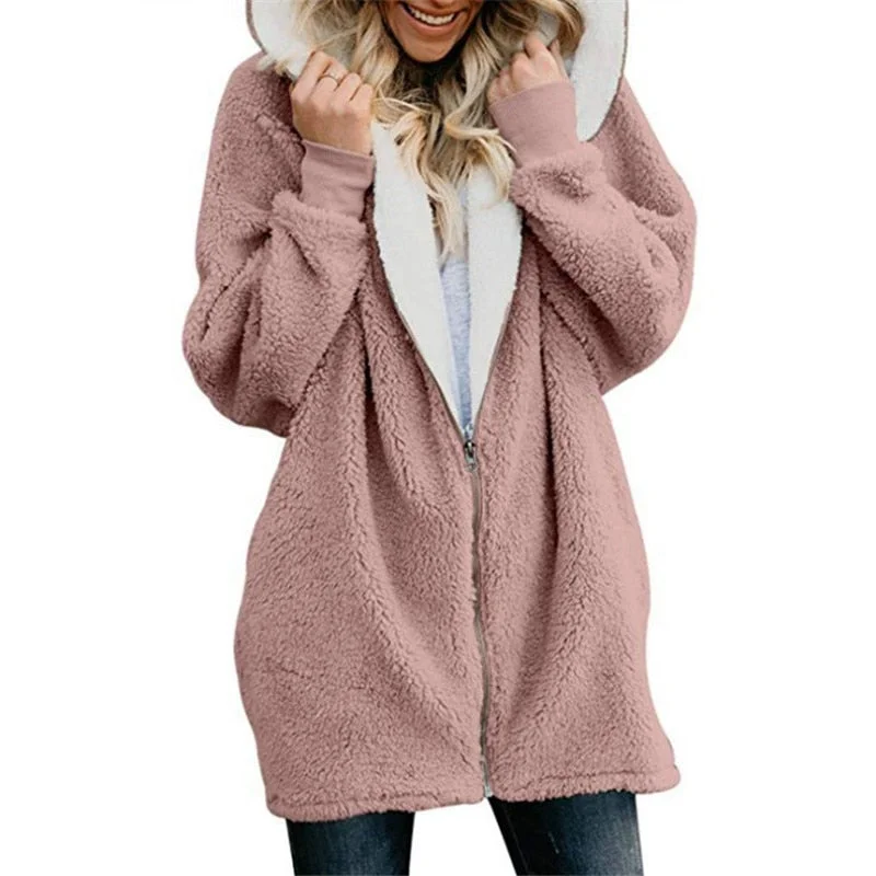 Lamb velvet hooded women long winter jacket 2019 autumn and winter new plus size 5XL warm outwear coat female