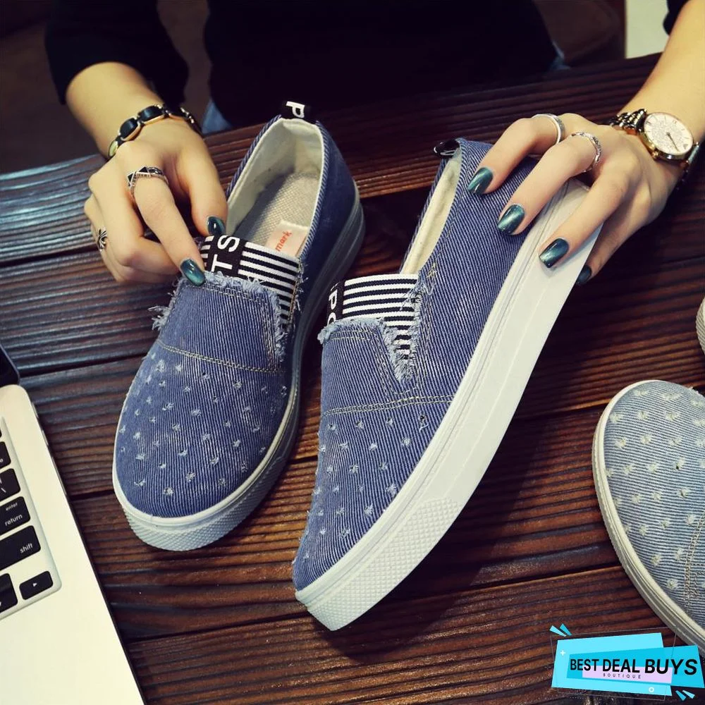Women Denim Flats Casual Jeans Shoes Soft Flats Shoes
