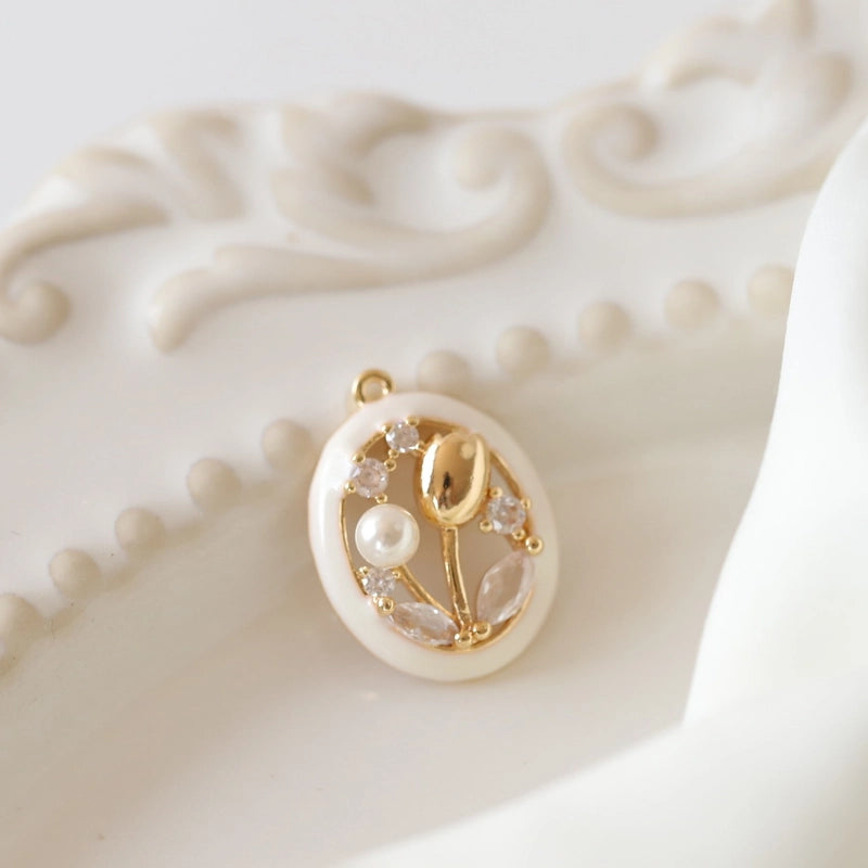 1 Piece 21*16mm Copper Zircon Flower Pendant Jewelry Accessories