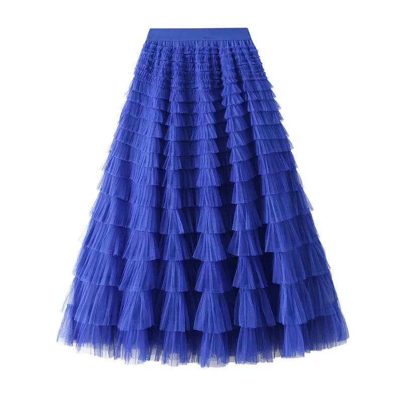 Nigikala Nigikala Yarn Lotus Leaf Side Temperament Skirt Women's Dress 2025 Spring And Autumn New Famous Woman Long Dress Thin Cake Skirt 2210