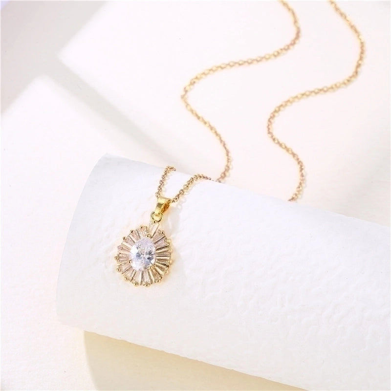 Stainless Steel Titanium Steel 18K Gold Plated Shiny Plating Inlay Rabbit Angel Snake Zircon Pendant Necklace