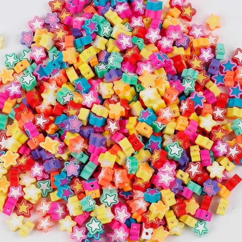 1 Pack Soft Clay Rainbow Heart Shape Beads