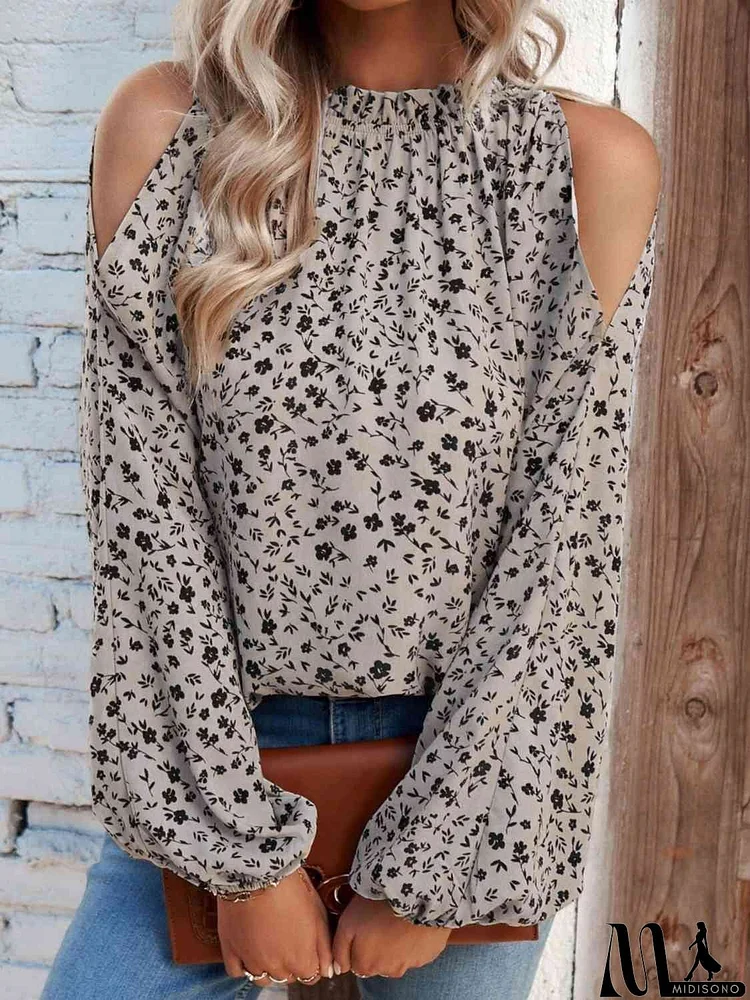 Floral Cold-Shoulder Blouse