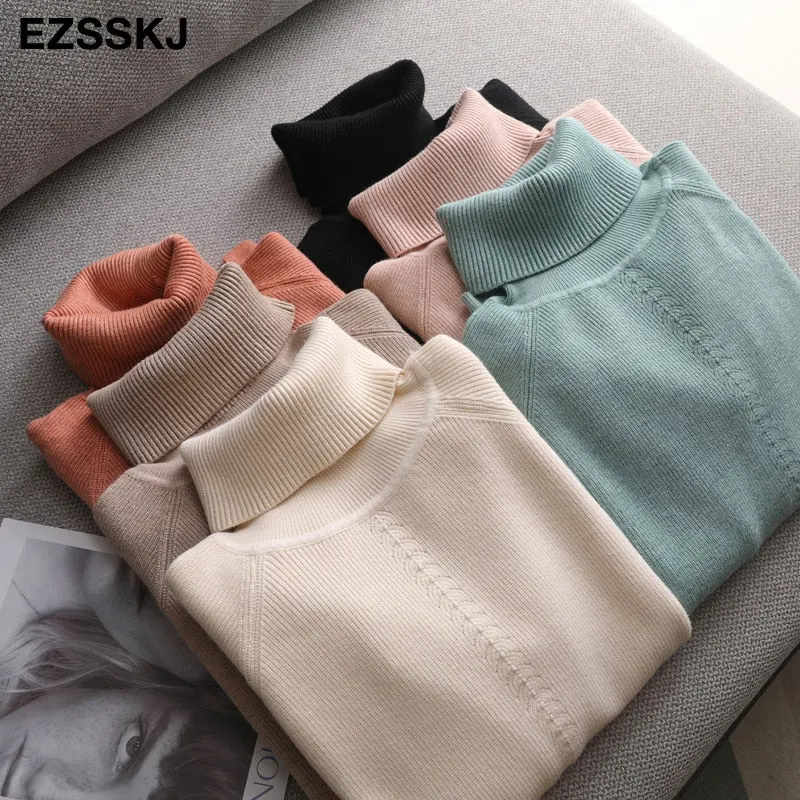Autumn winter women's turtleneck loose warm women's sweaters 2021 women's jumper long sleeve thick sweater oversize female