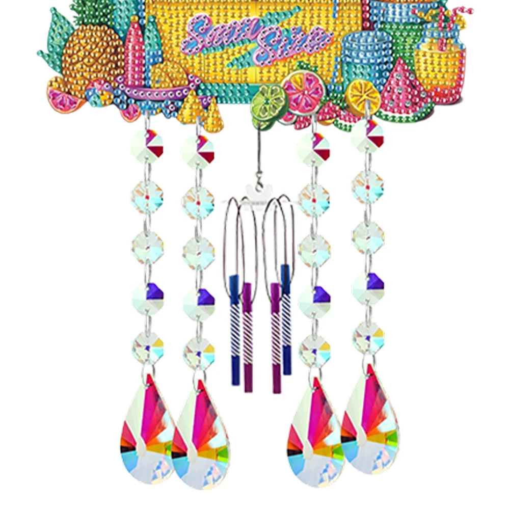 Double Sided Soda Shop 5D DIY Diamond Art Painting Wind Bell Hanging Sign Decor