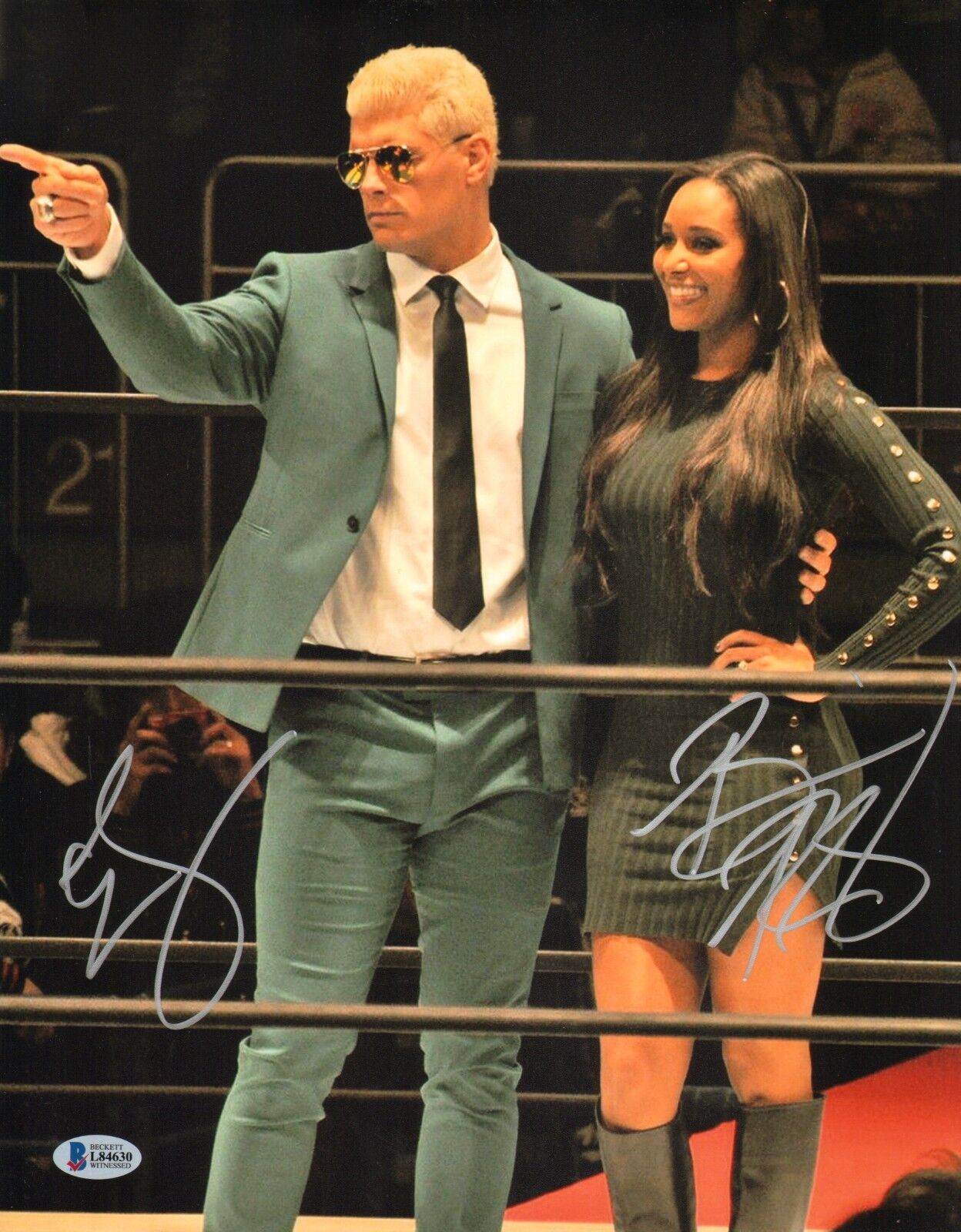 Cody & Brandi Rhodes Signed 11x14 Photo Poster painting BAS COA New Japan Pro Wrestling WWE Auto