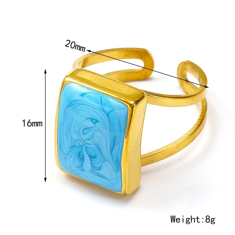 3 Pieces Elegant Geometric Square Titanium Steel Open Rings