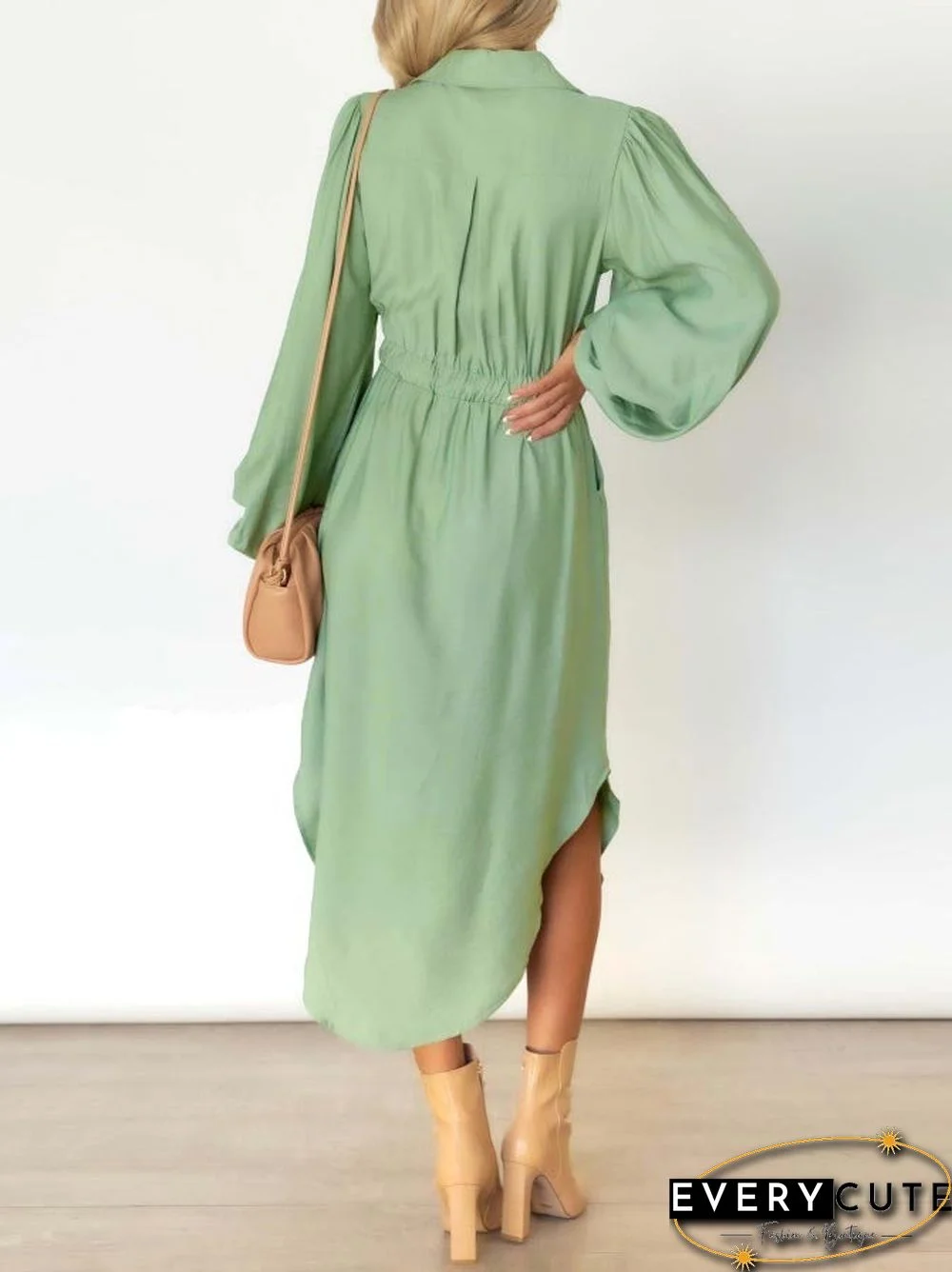 Long Sleeve Front Wrap Button Down Dress