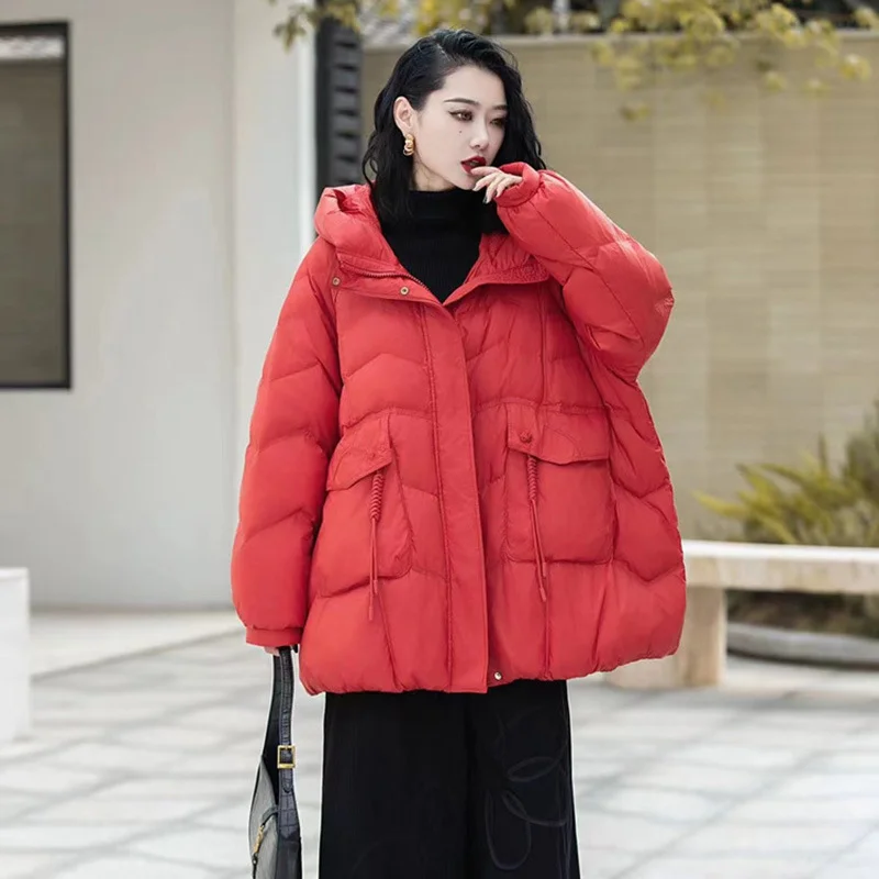 Woherb Retro In The Long Down Jacket Female 2024 Winter Fashion Design Sense Hemp Flower Tassel Warm White Duck Down Coat Tide-Outfit Ideas