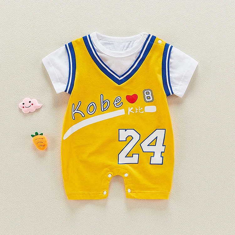 Baby Boy Mock Two-Piece Baseball Romper