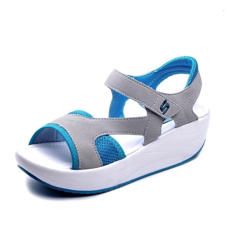 Women Platform Sandals Shoes 2021 Wedges Swing Shoes Casual Comfortable Non-slip Breathable Ladies Mesh Shoes Open Toe Sandals