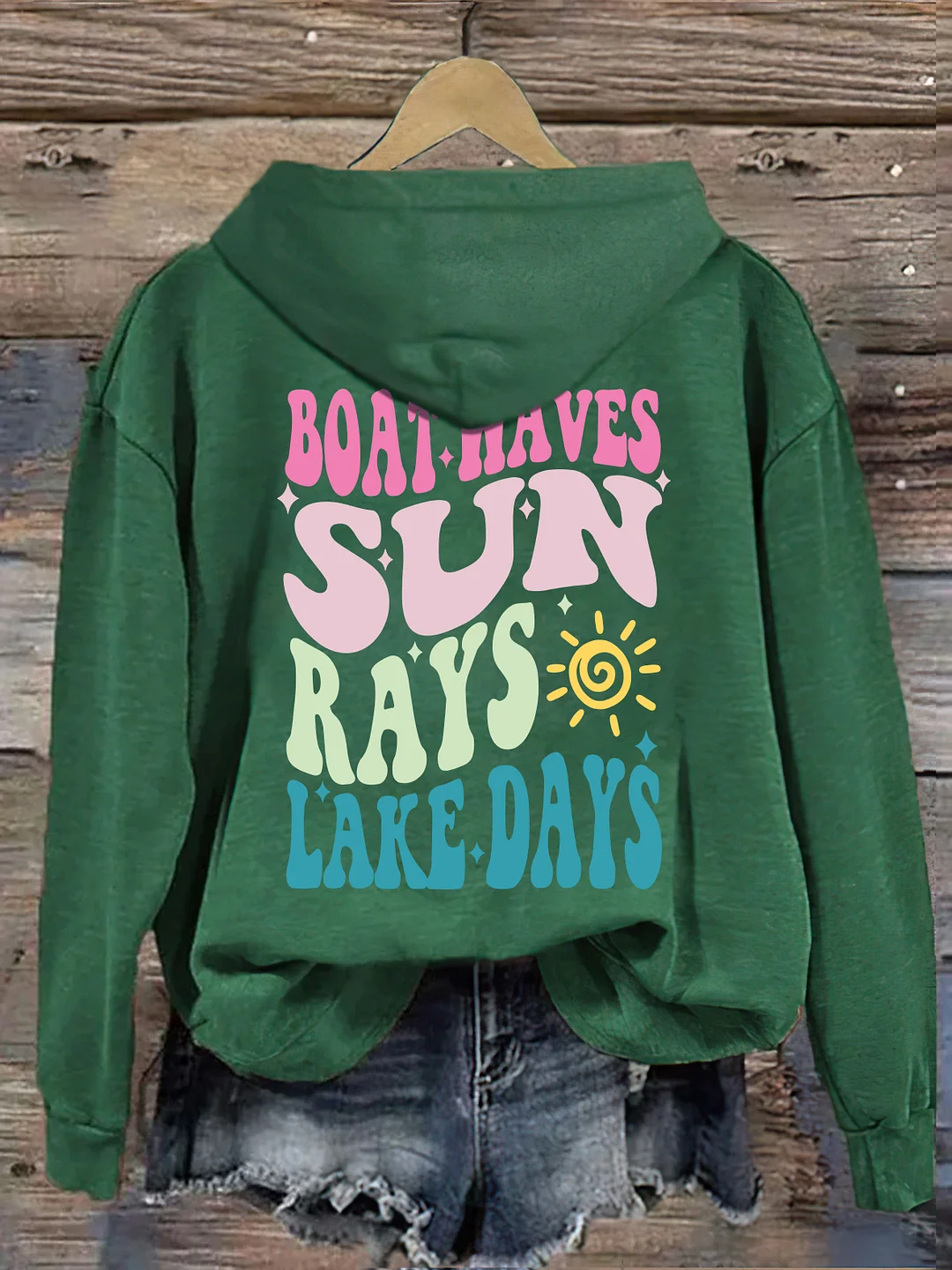 Boat Waves Sun Rays Lake Days Hoodie