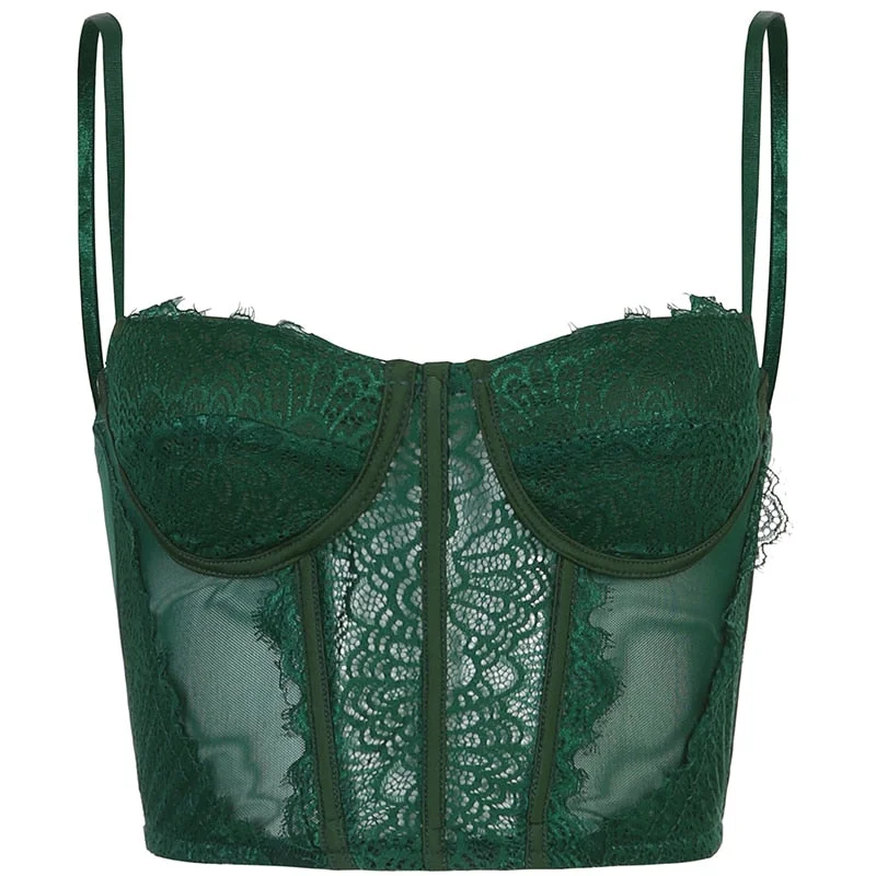 Rapcopter y2k Lace Corset Top Patched Frill Bow Crop Top Vintage See Through Sexy Camis Women Backless Party Beach Mini Vest 90s