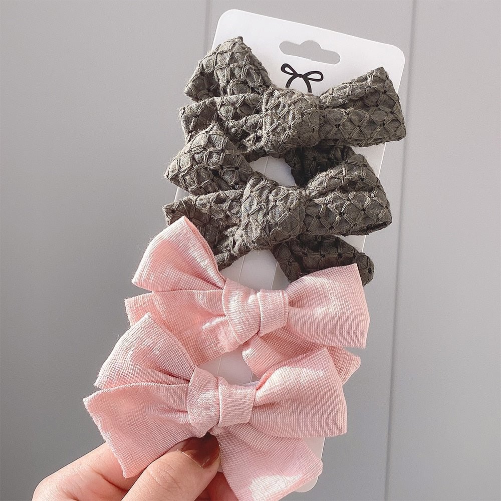 4Pcs/set Leopard Print Hairpins Bowknot Hair Clips For Cute Girls Cotton Safty Barrettes Hairgrip Headwear Kids Hair Accessories