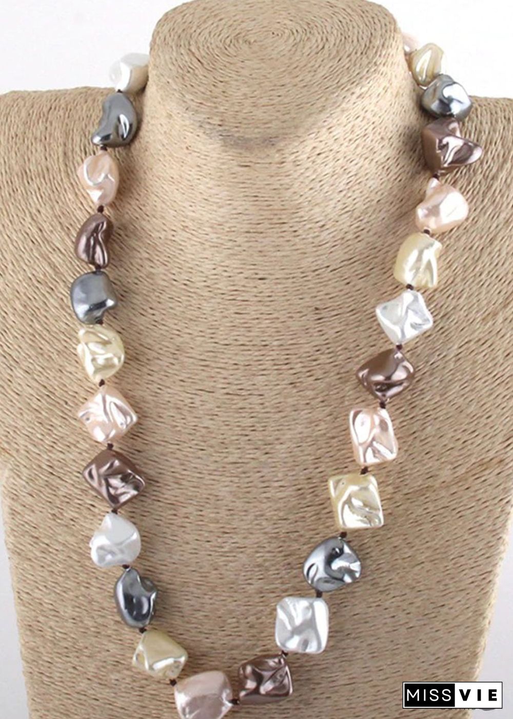 Boho Necklace, RH Big Pearl Shell White Pink Necklaces