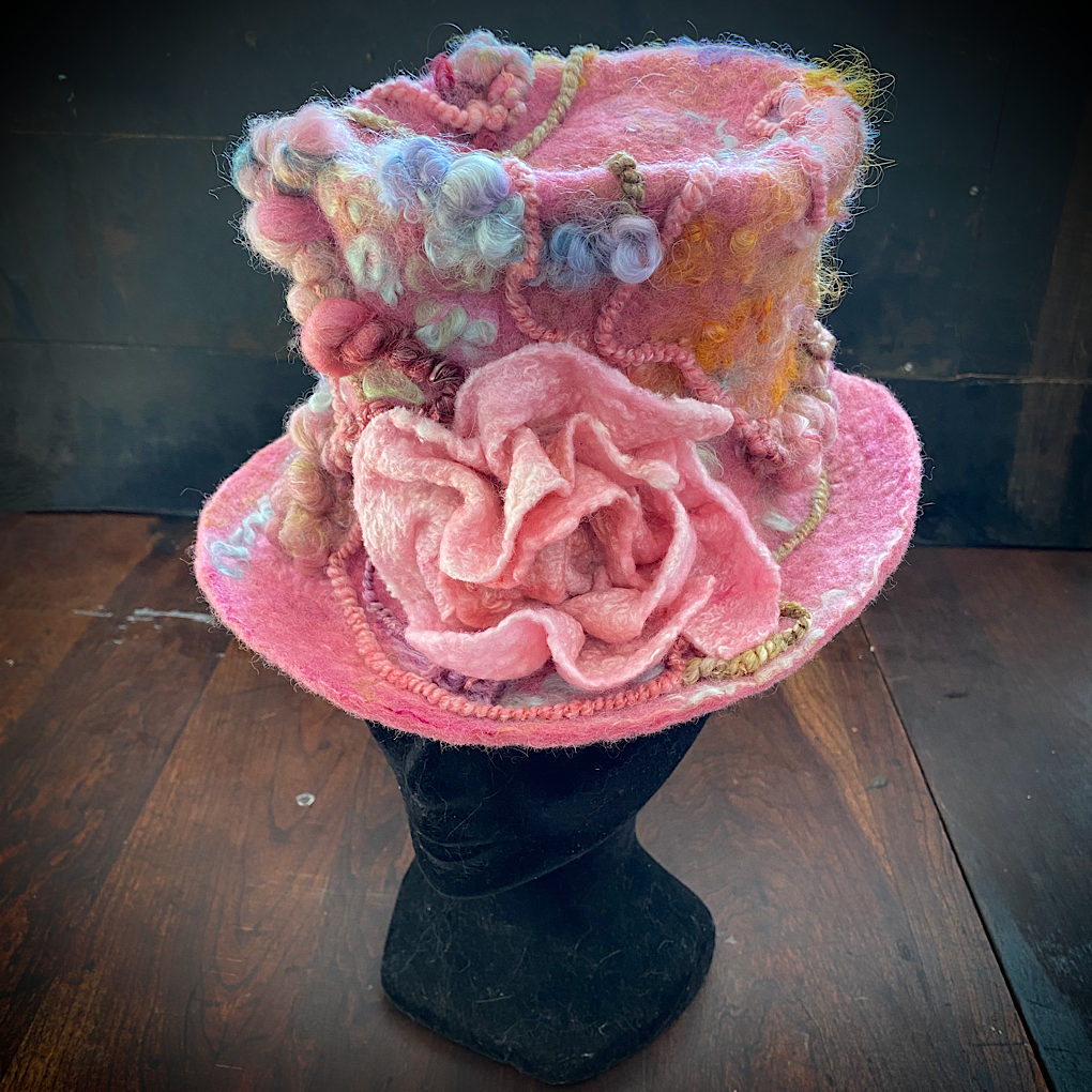 Vintage rose Felted top hat-Global Online Discount Store