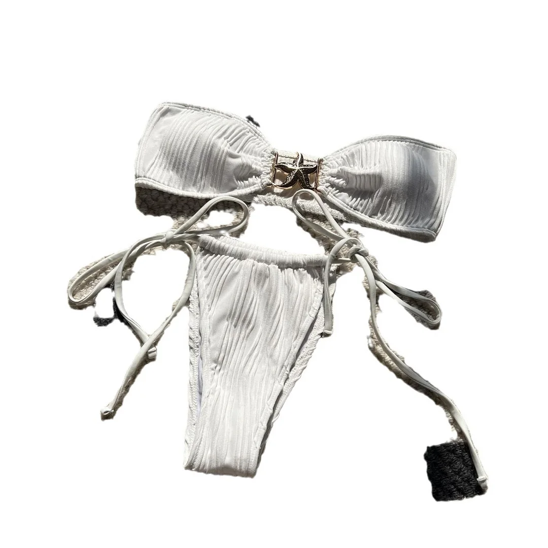 Uveng 2024 New Starfish Drawstring Strap Bikini Swimsuit 9180