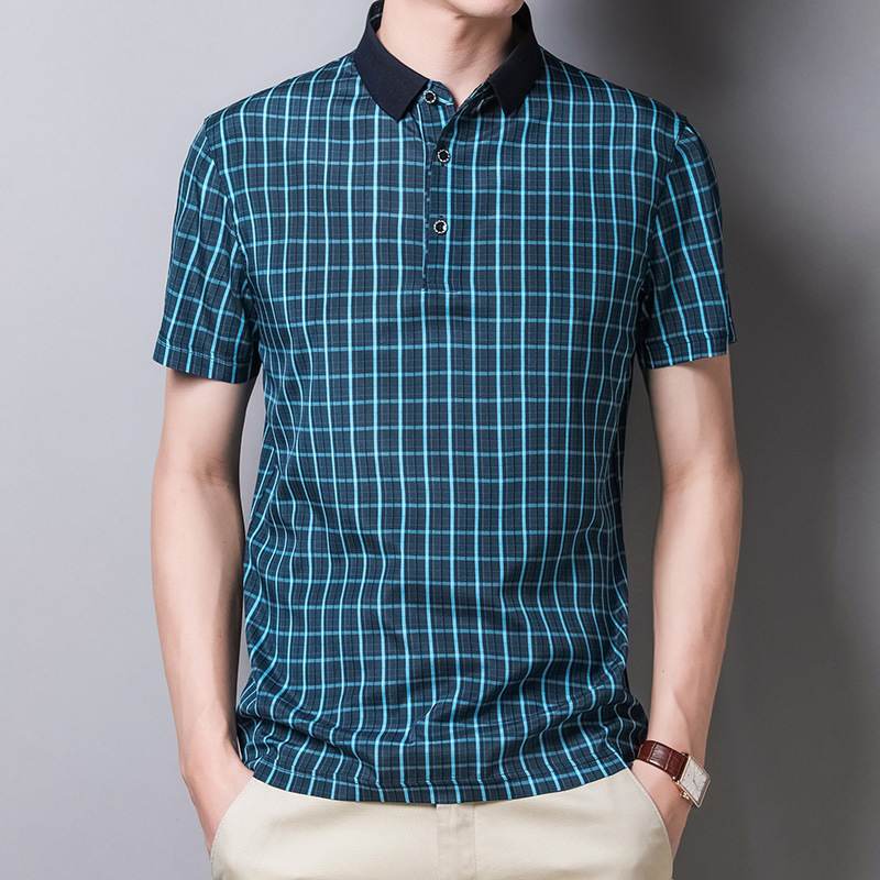 19 MOMME Chemise polo en soie à rayures douillettes homme- SOIE PLUS