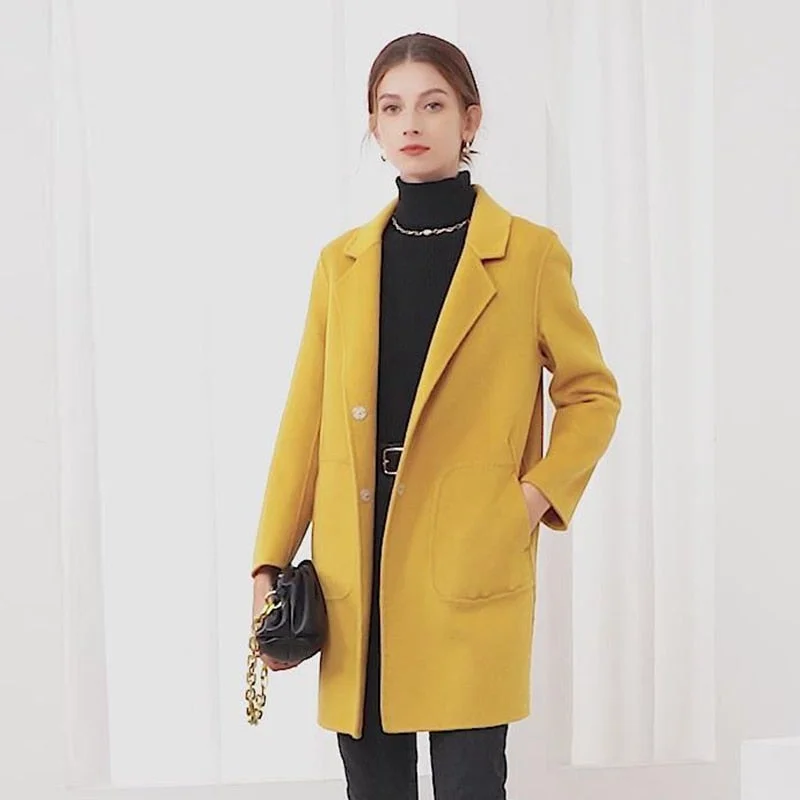 100% Wool Coat Woman Long Winter Casual Double Faced Woolen Coats
