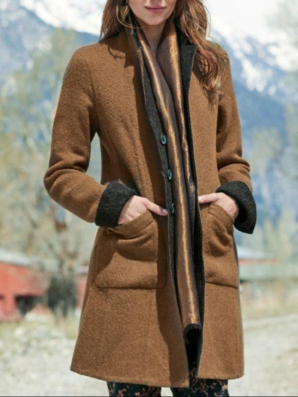 Mayoulove Warm light brown women coat-Mayoulove