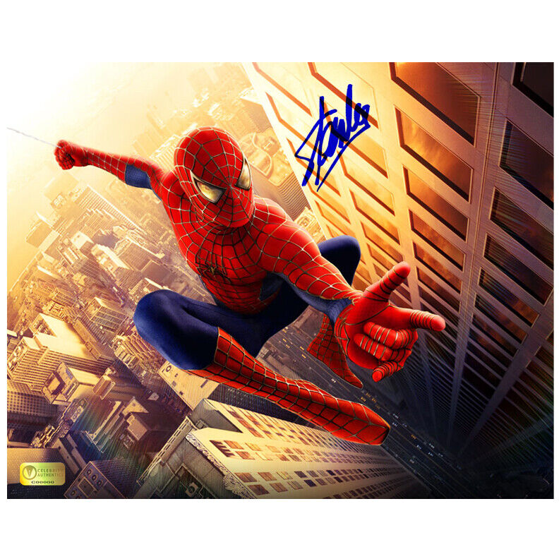 Stan Lee Autographed Spider-Man 8x10 Photo Poster painting