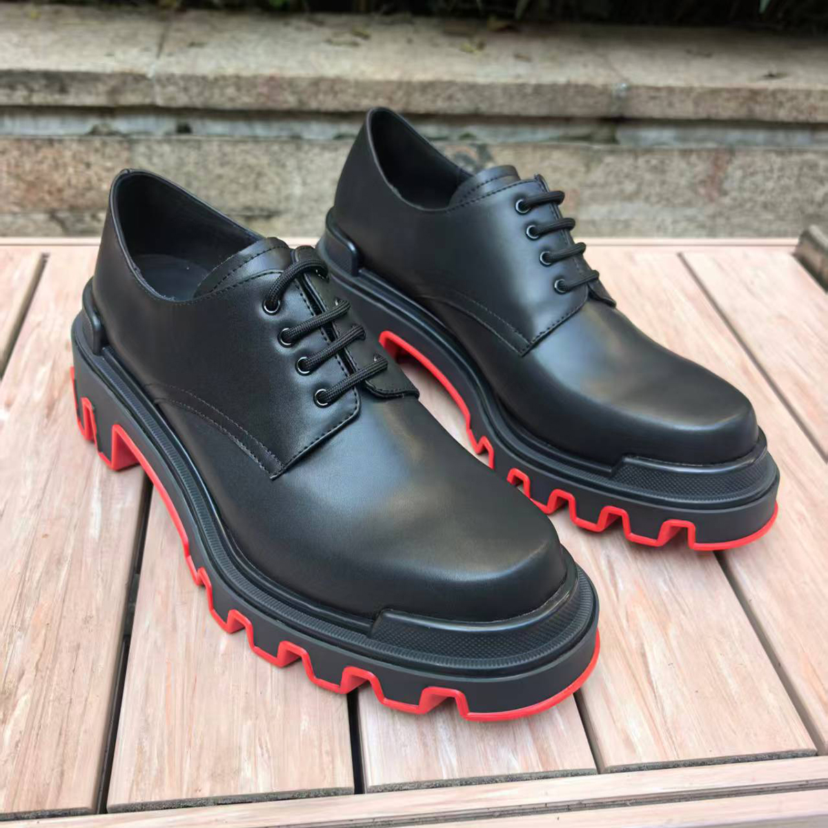 Merumote 30mm Gentleman's Oxford Shoes Wavy Red bottom Classic Formal Shoes-MERUMOTE