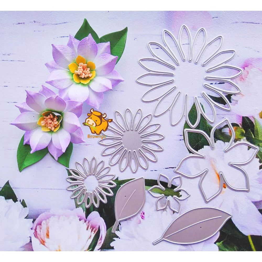 Sun Flowers Metal Cutting Dies Stencil Template For DIY Scrapbooking Embossing Paper Card Album Making Decor Craft Leaf Dies Cut
