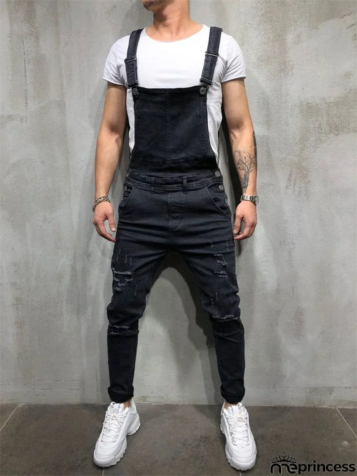 Stylish Washed Sheathy Denim Overalls for Men