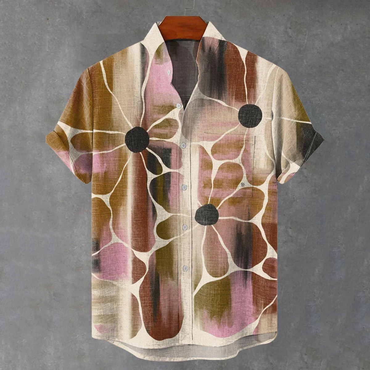 Vintage Gradient Art Flowers Print Casual Shirt  artssus