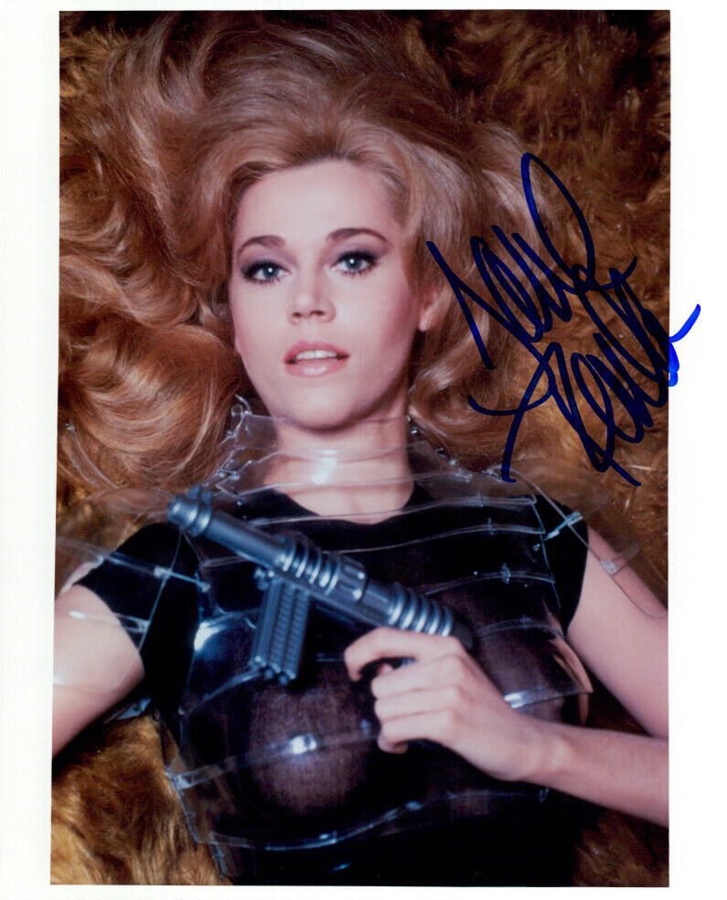 Jane Fonda (Barbarella) signed 8X10 Photo Poster painting