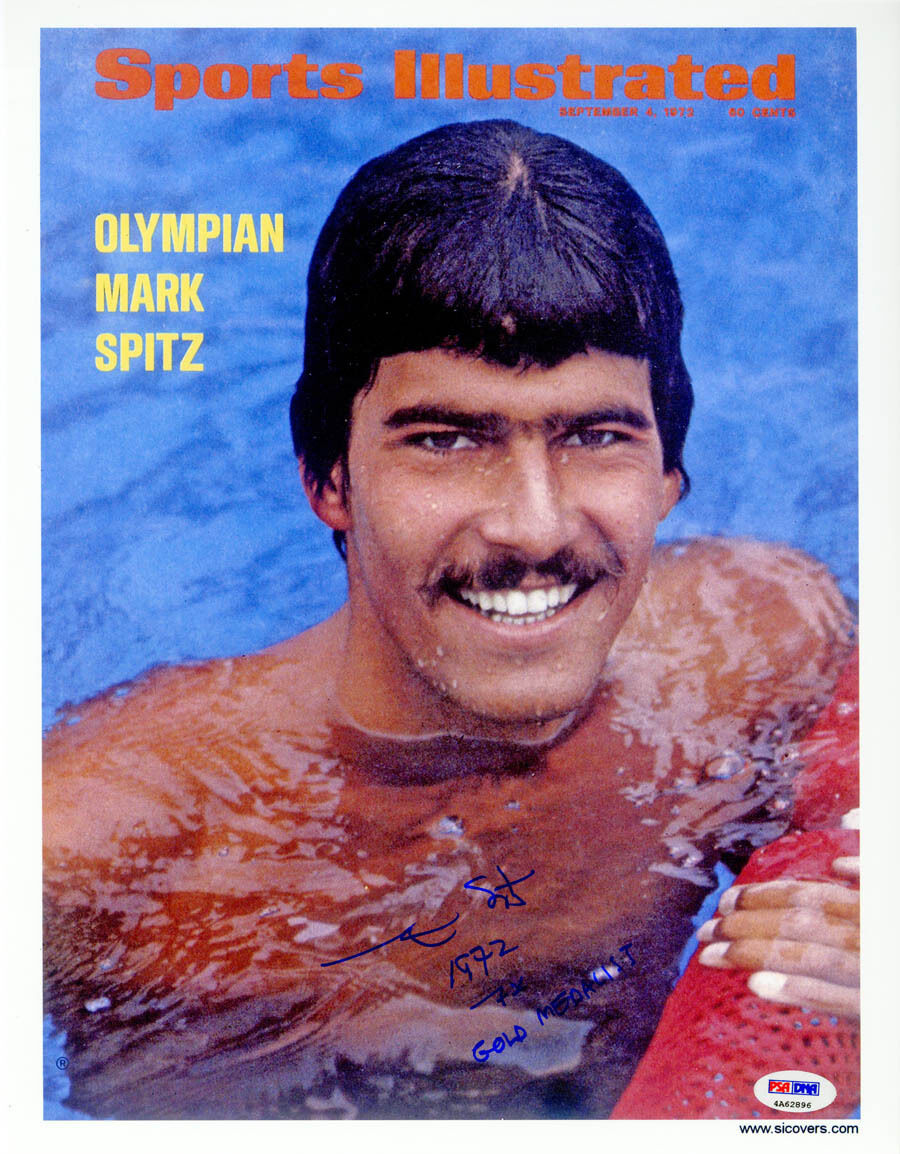 Mark Spitz SIGNED Sports Illustrated Print +7 x Olympic Gold PSA/DNA AUTOGRAPHED