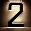 LED Illuminated Modern Address Sign Waterproof Personalized Solar Powered Address Number Dusk To Dawn Adhesive Or Screw Mount for Outside House Light Up Courtyard Hotel Bar