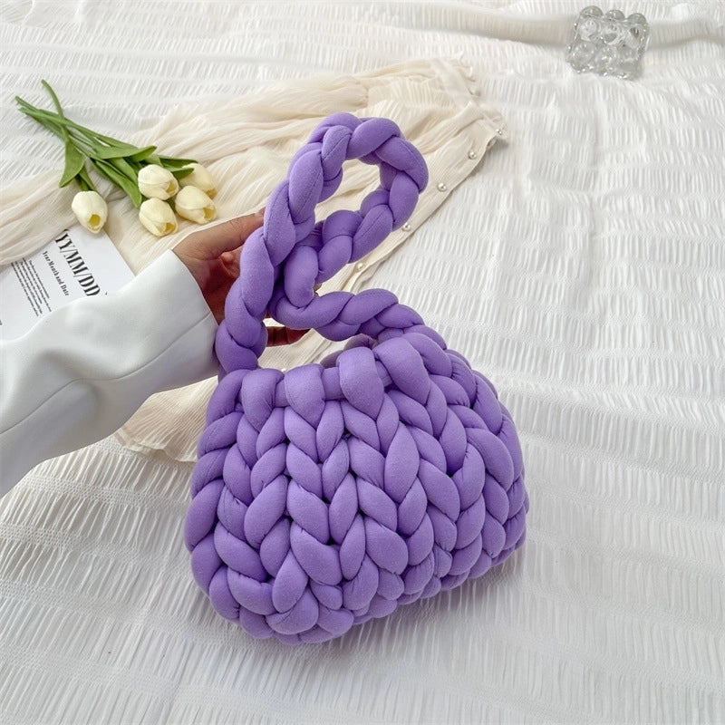 Women’s Large Cotton Solid Color Cute Basic Square Open Underarm Bag