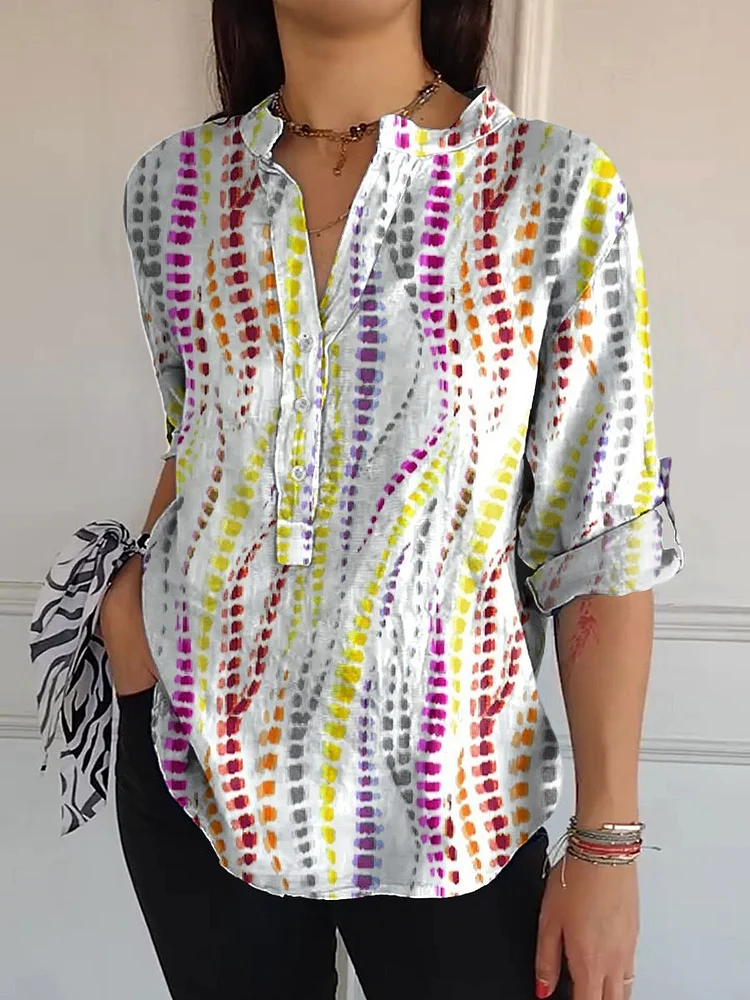 Women's Polka Dots Art  Print Casual Long Sleeve Comfortable Cotton Shirt
