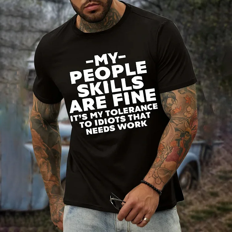 BrosWear My Tolerance To Idiots That Needs Work Regular Fit Casual T-Shirt
