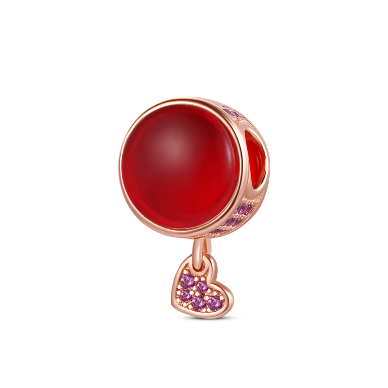 925 Sterling Silver Creative Exquisite Translucent Red Round Diamond Heart Women Bracelet Beads KTC017