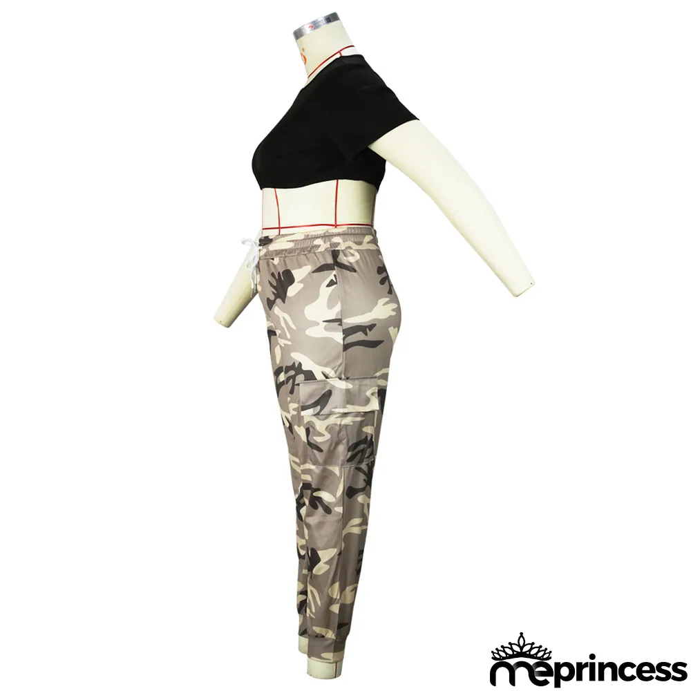 Plus Size Women Sport Camouflage Print Trousers