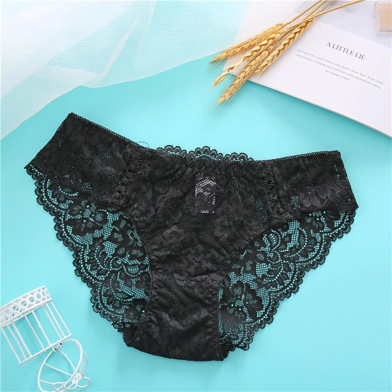 Sexy Underwear Women Lace Panties Female Underpants Floral Lace Briefs 8 Solid Color Panties Lingerie Soft Cotton Crotch Pantys