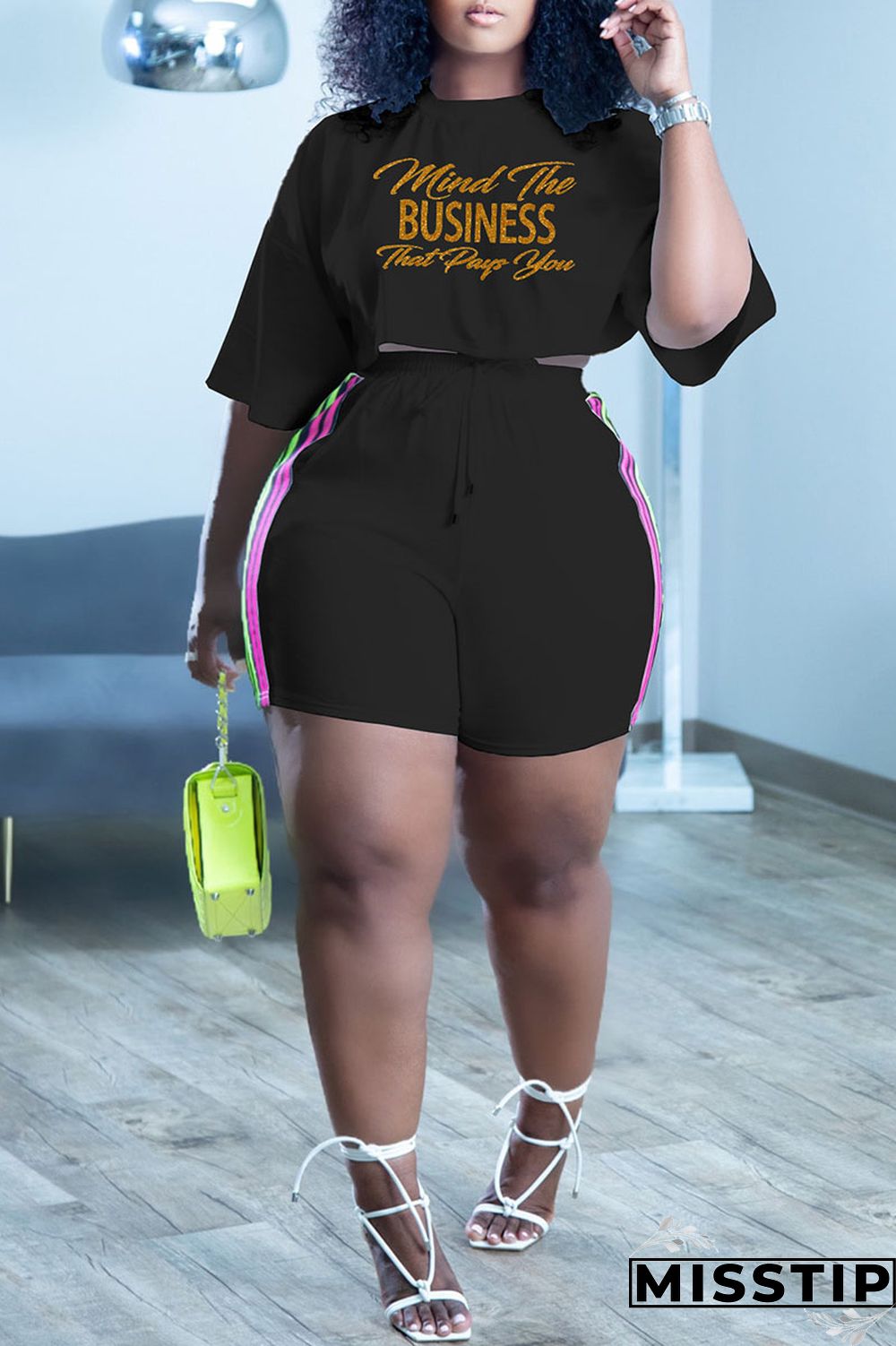 Burgundy Casual Letter Print Patchwork O Neck Short Sleeve Two Pieces