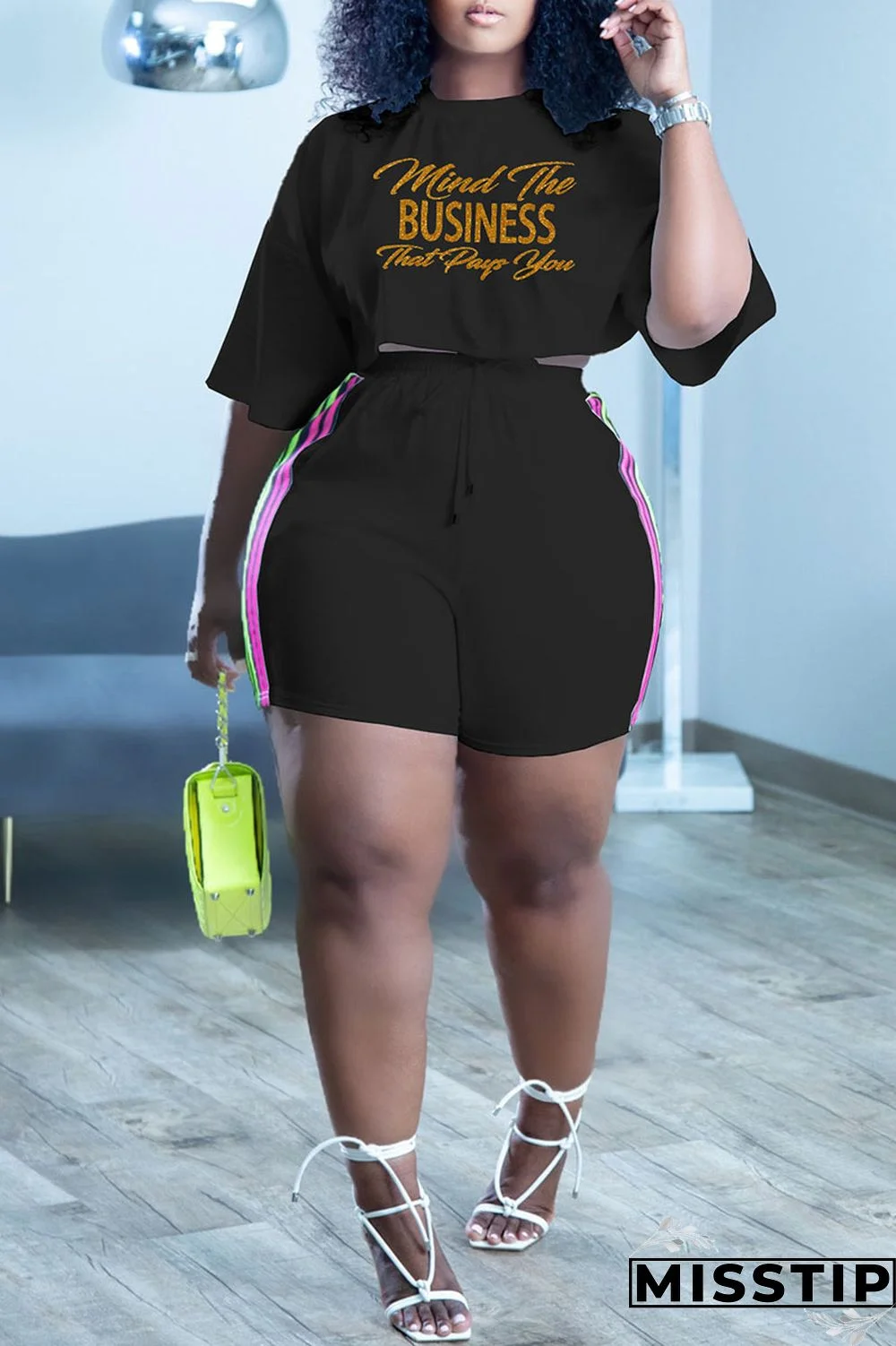 Burgundy Casual Letter Print Patchwork O Neck Short Sleeve Two Pieces