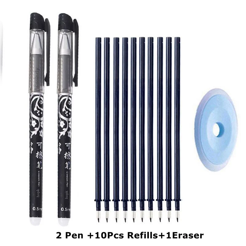 Erasable Pen Refills Rod Set 0.5mm Needle/0.7mm Bullet tip Washable Handle Erasable Ballpoint Pen for School Pen Writing Tools