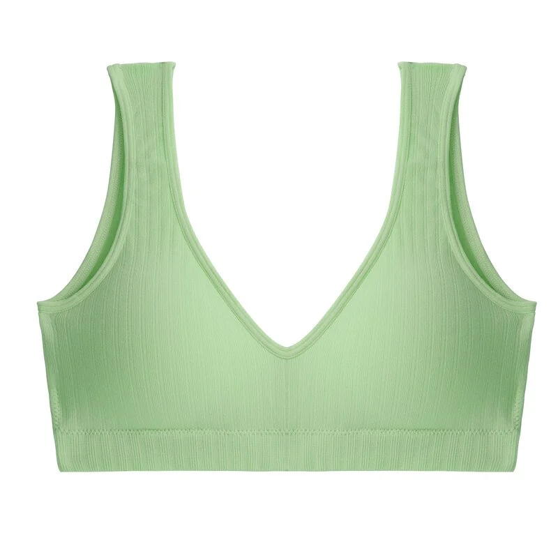 FINETOO Padded Tops Women Candy Color Bralette Ladies Deep V Tanks M-XL Sexy Backless Top Comfortable Underwear Female Lingerie