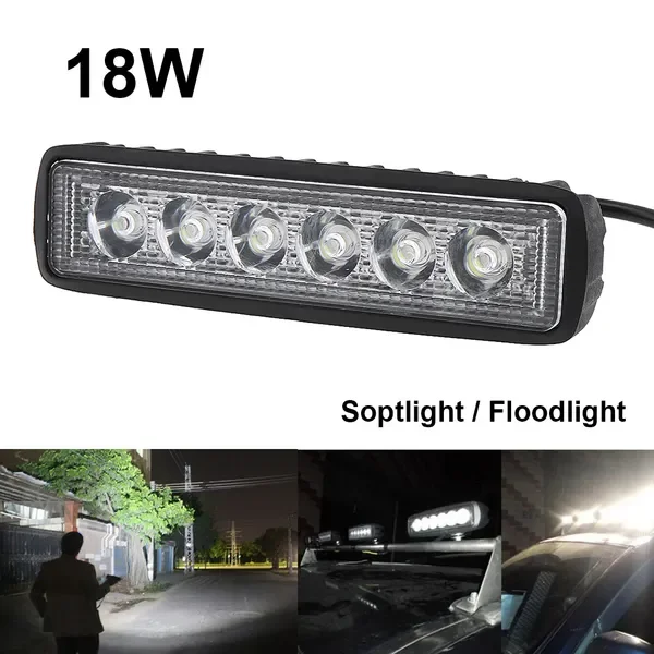 1PC 6 inch 18W 12V 24V Motorcycle LED Bar Offroad ATV Daytime Running Lights Truck Tractor Warning Work Light