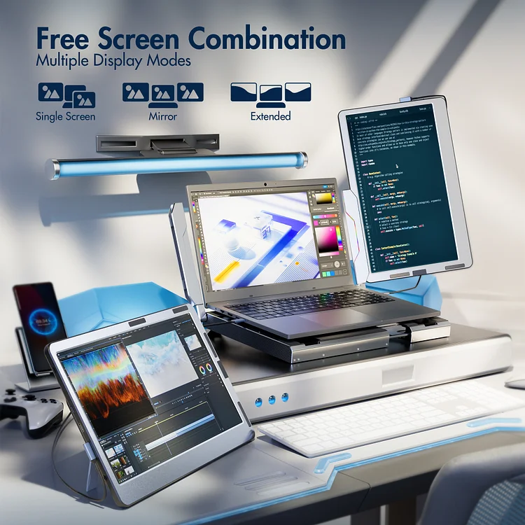 Domyfan F2 Triple Screen Metal Shell Laptop Screen Extender