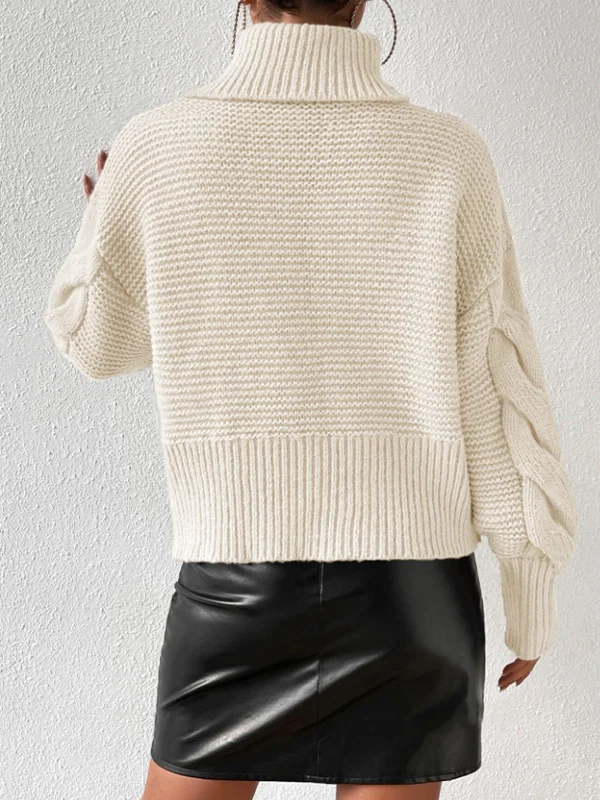 Nigikala Nigikala And Winter Jacket High-Necked Long-Sleeved Knitted Shirt Women's Threads Solid Color Loose Sweater Women