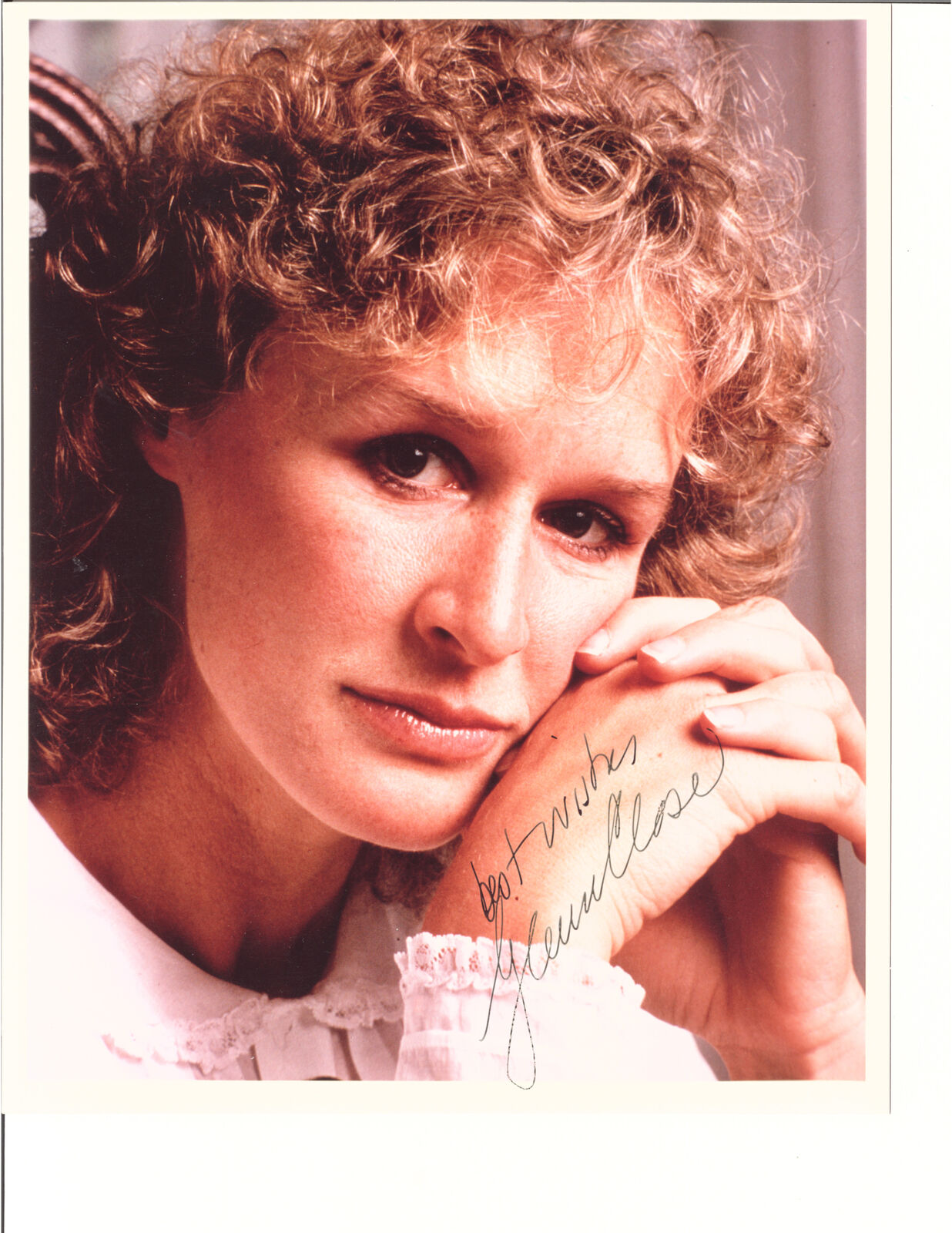 GLENN CLOSE PINK TOP SIGNED Photo Poster painting AUTOGRAPHED W/COA 8X10